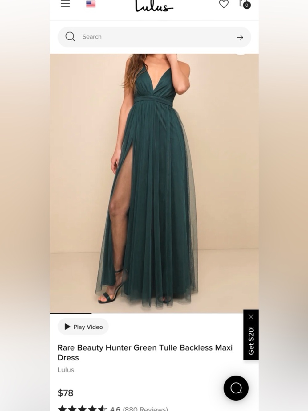 Lulu's Hunter Green Deep V Maxi Dress with Front Slit